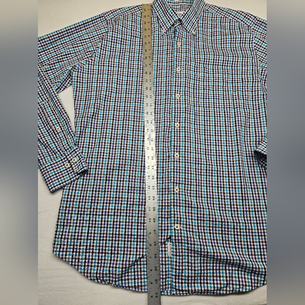 Peter Millar Crown Sport Gingham Check Long‎ Sleeve Button Down Shirt - Picture 6 of 6